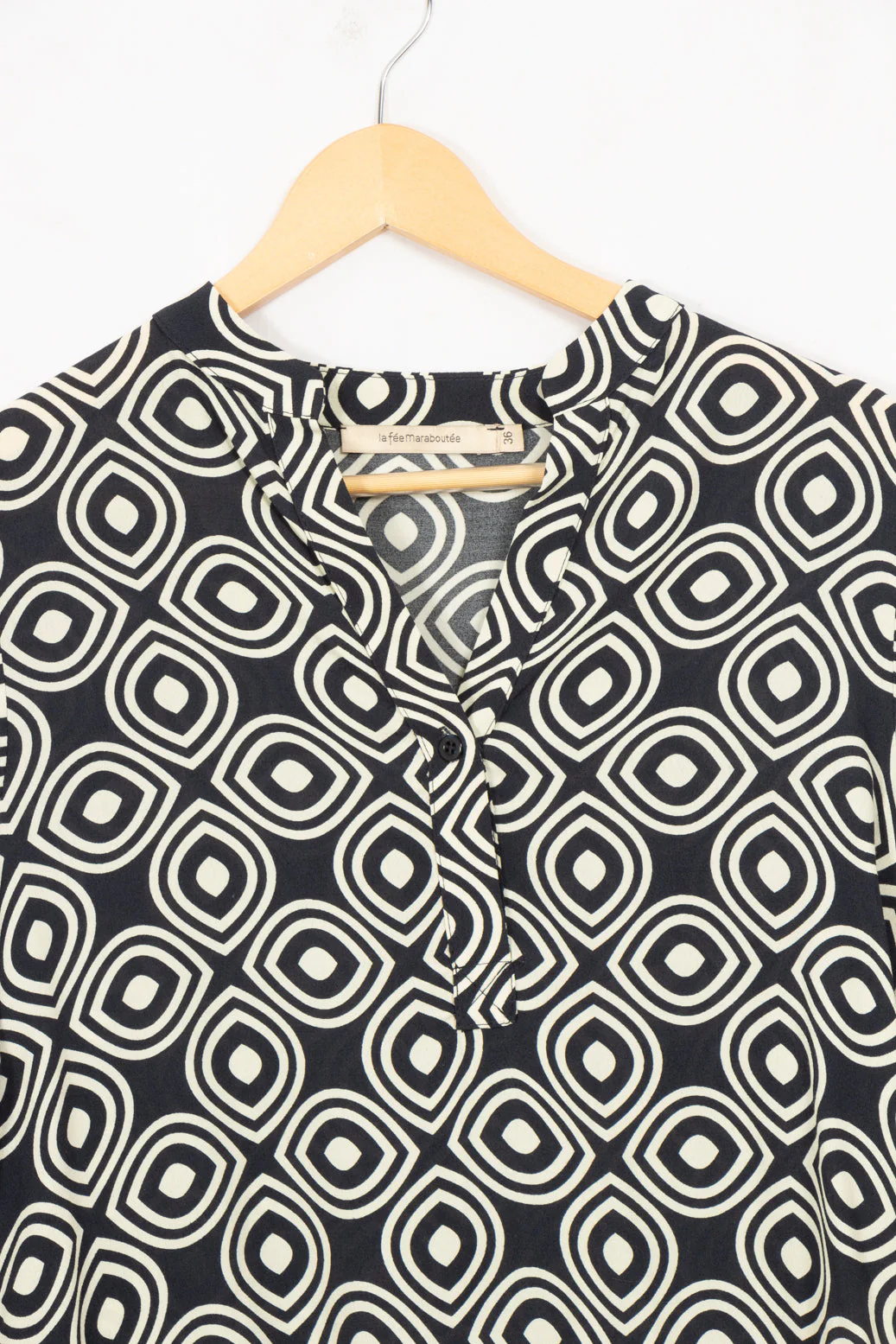Robe courte bleu marine à motifs La Fée Maraboutée - 36 - Image 4