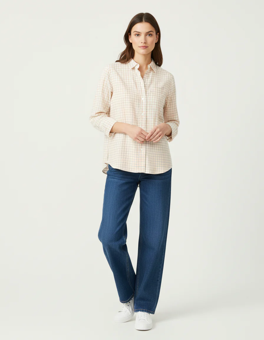 Chemise beige à carreaux - 36