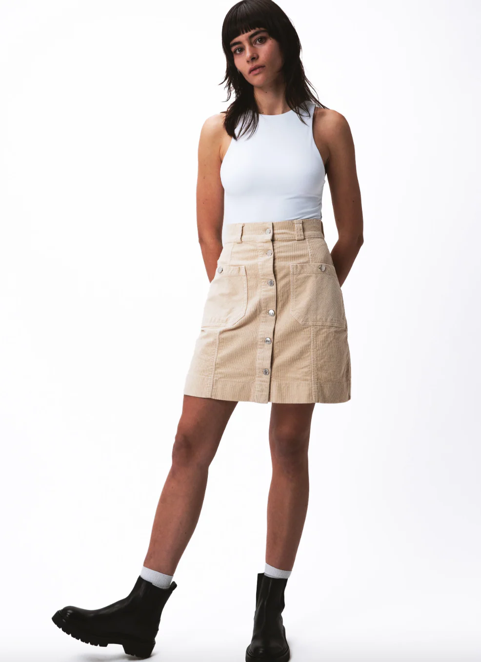 Jupe trapeze sable - XXS/32