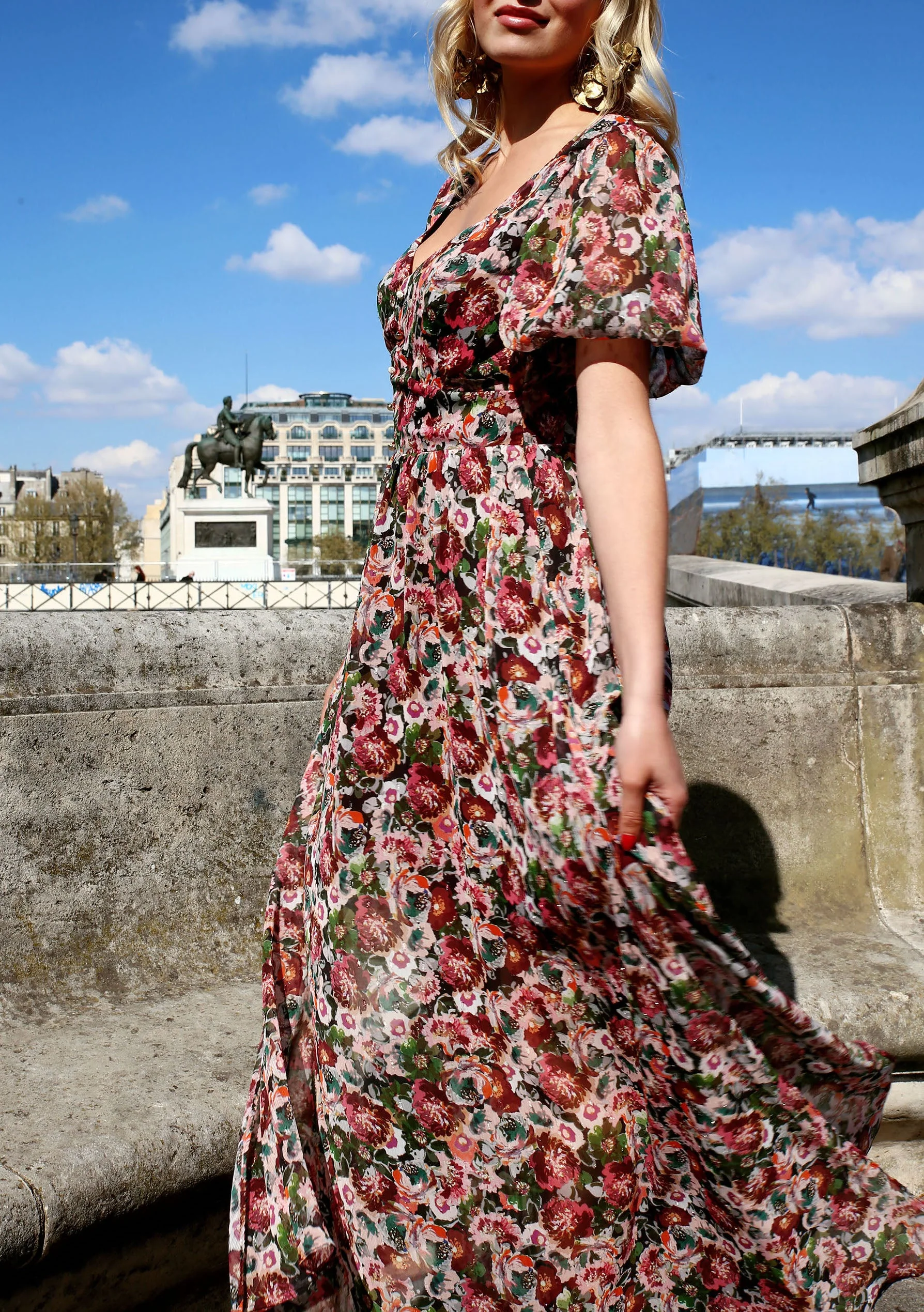 Robe Clémence print bordeaux - S/36 - Image 2