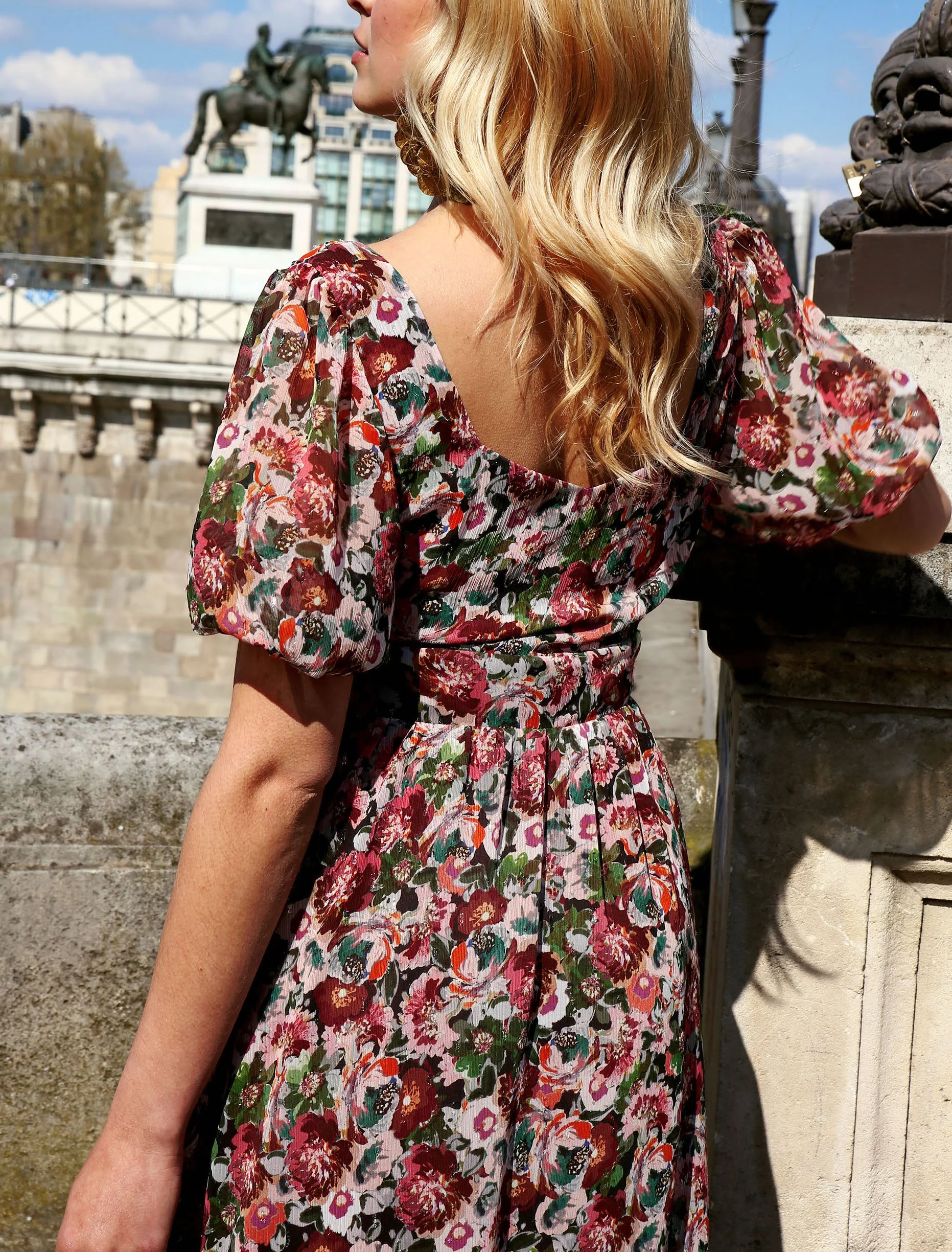 Robe Clémence print bordeaux - S/36 - Image 3