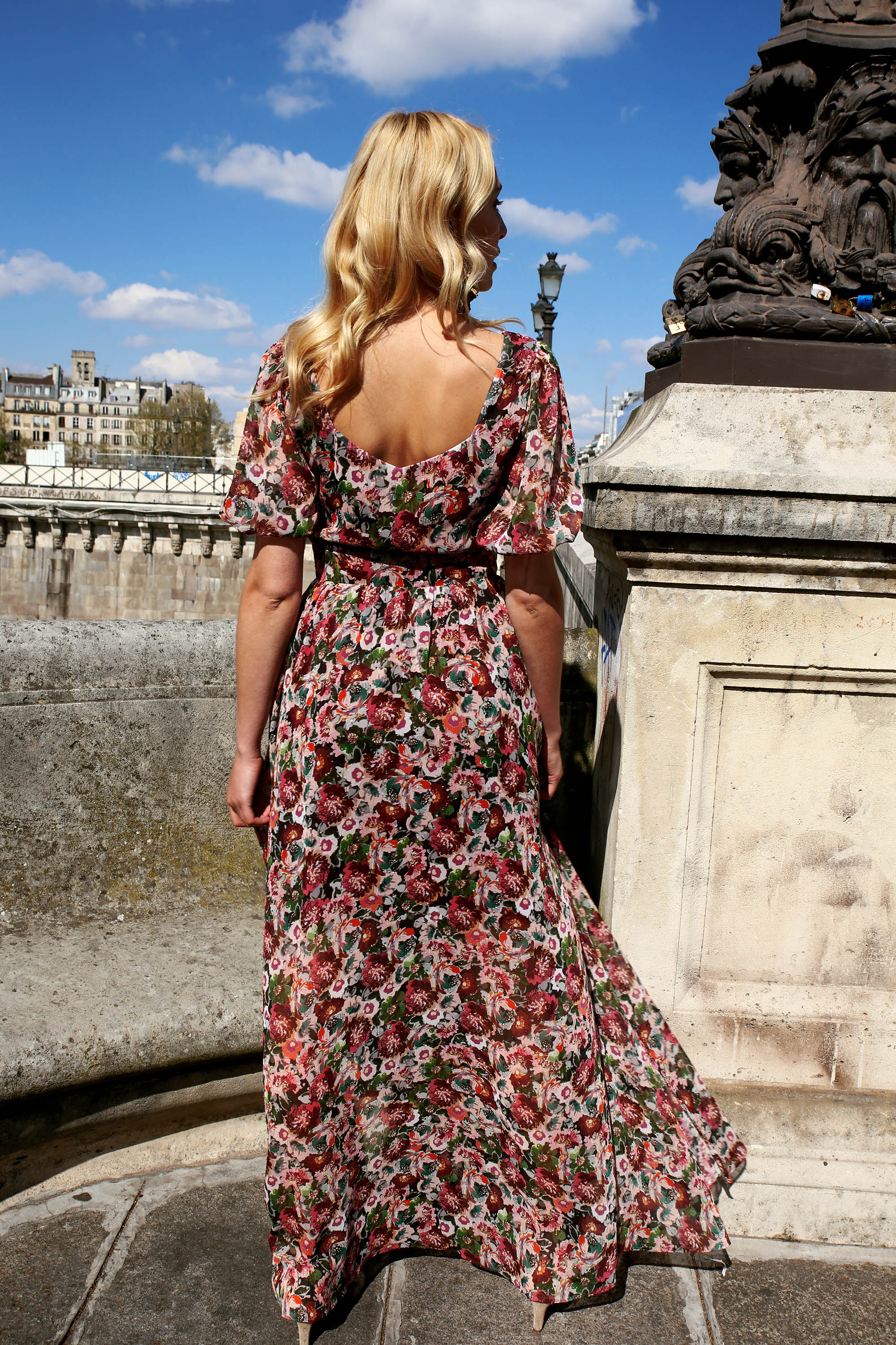 Robe Clémence print bordeaux - S/36 - Image 4