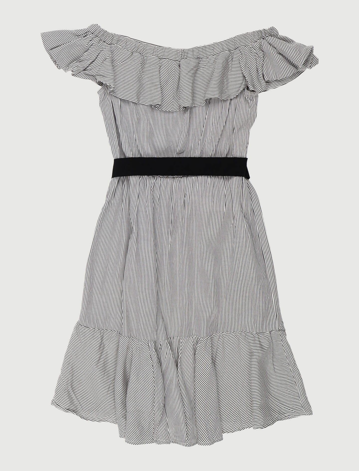 Robe A Rayures Epaules Denudees Imprime - Taille S/36 - Image 3