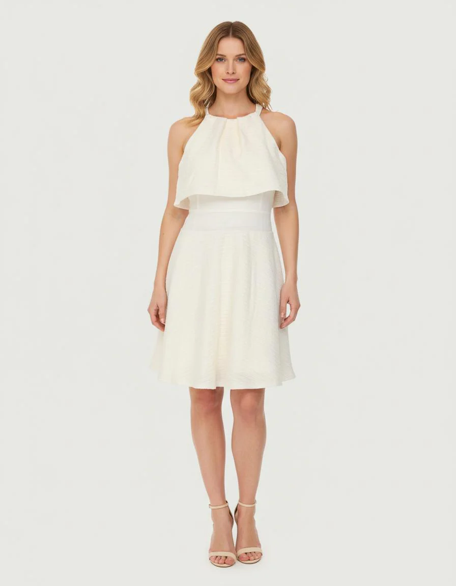 Robe En Tissu Ottoman Zip Dos Ecru - Taille S/36