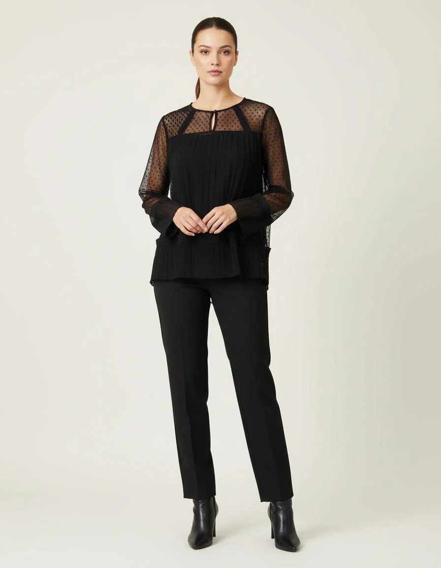 Top Fluide Et Plissé Avec Plumetis - Taille S/36