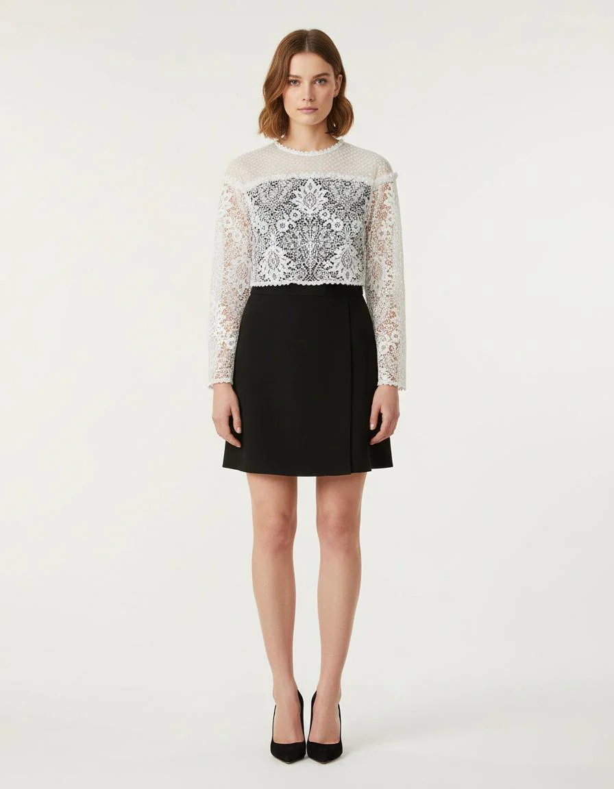 Robe Avec Dentelle Et Plumetis - Taille S/36
