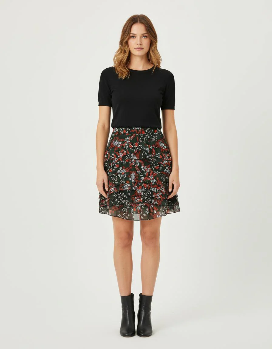 Jupe Courte Imprimée Asymétrique - Taille S/36
