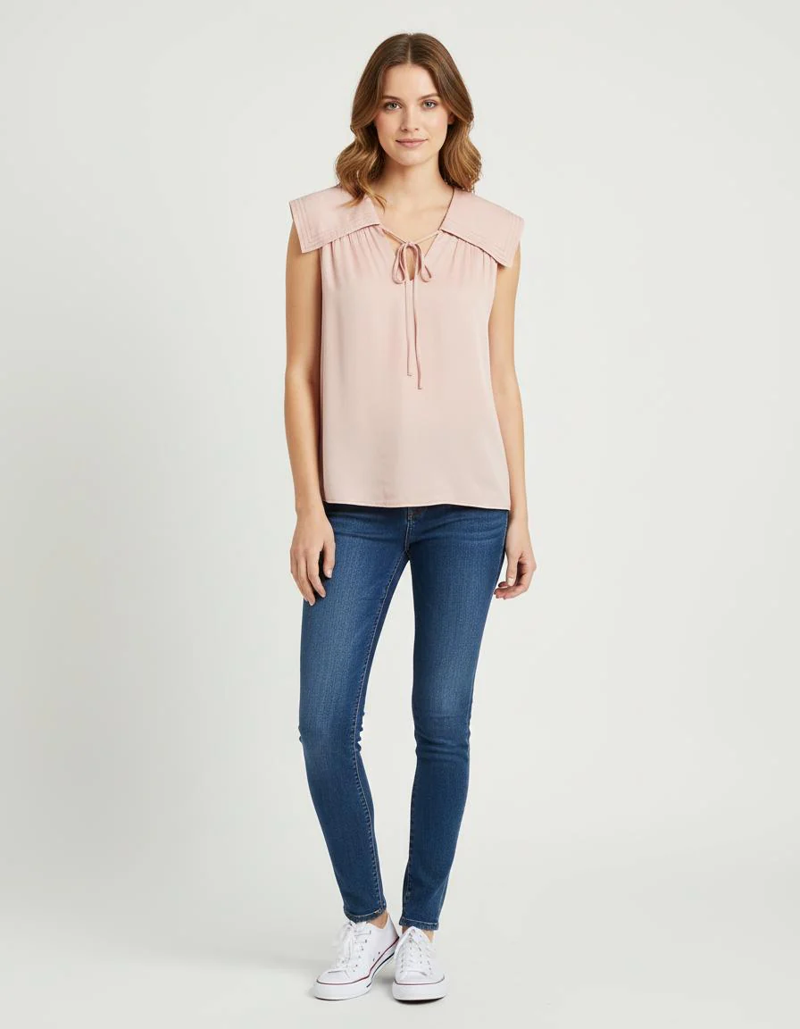 Top En Satin À Col Marin - Taille S/36