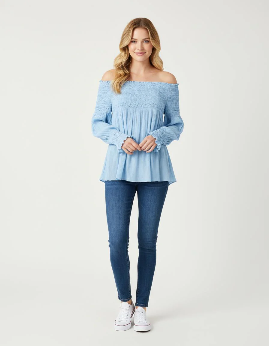 Top Plissé Aux Épaules Dénudées - Taille L/40