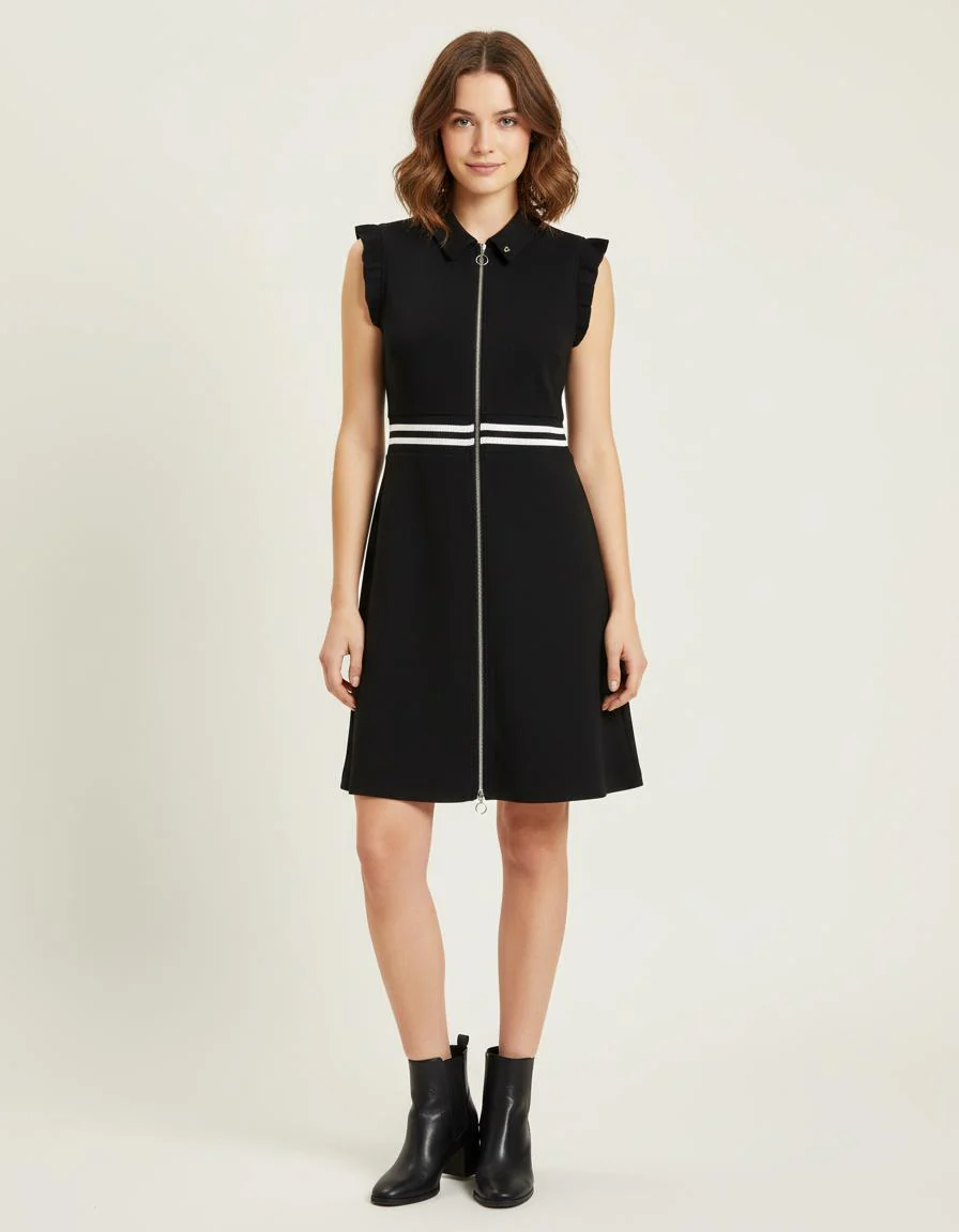 Robe Trapèze En Crêpe Avec Volants - Taille M/38