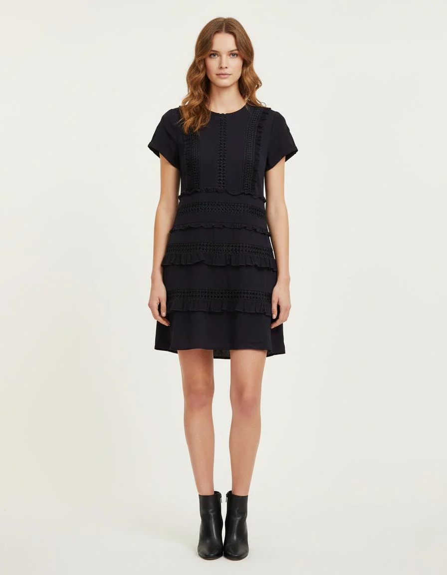 Robe Courte Avec Détails Volantés - Taille S/36