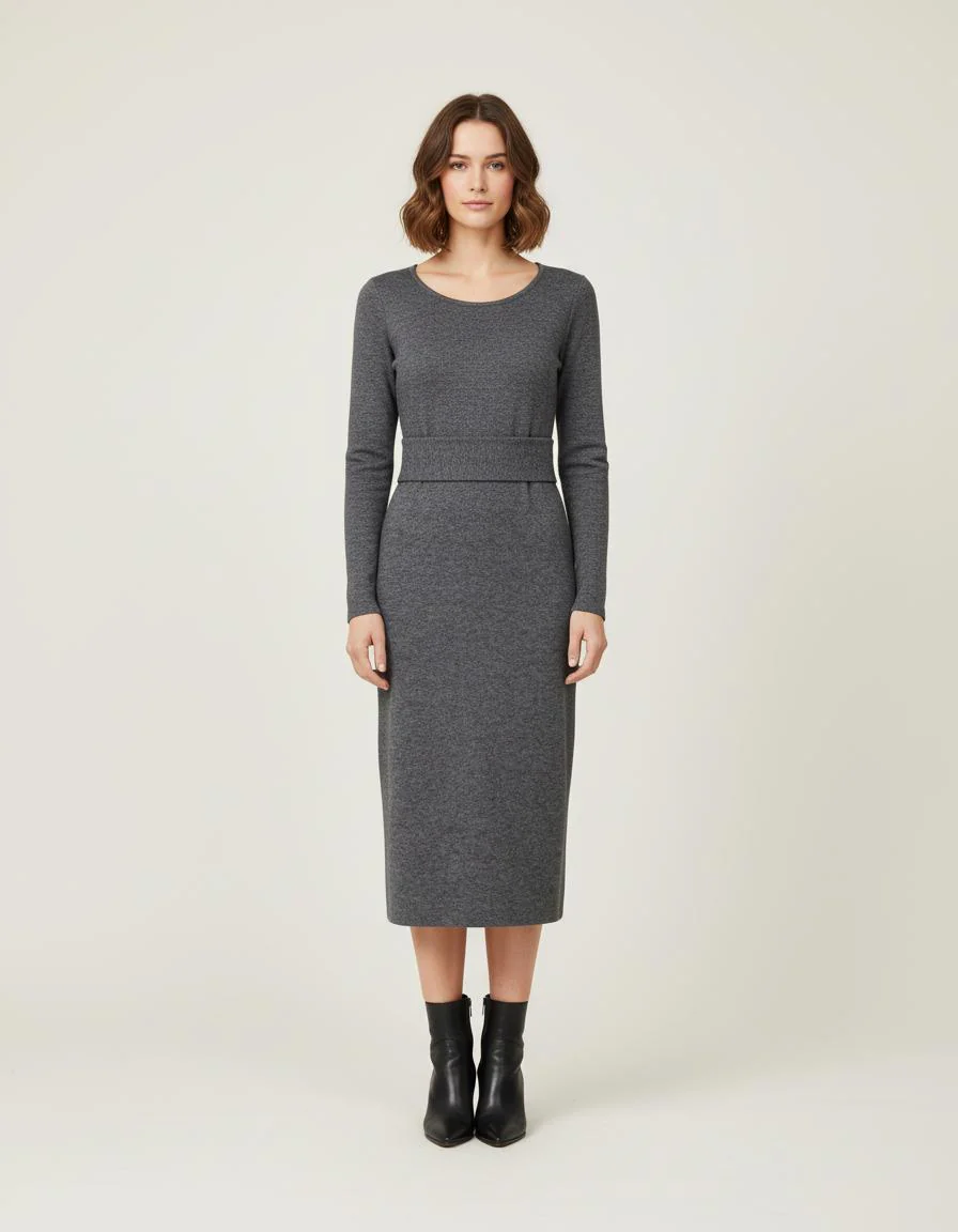 Robe Ceinturée En Maille De Laine - Taille S/36
