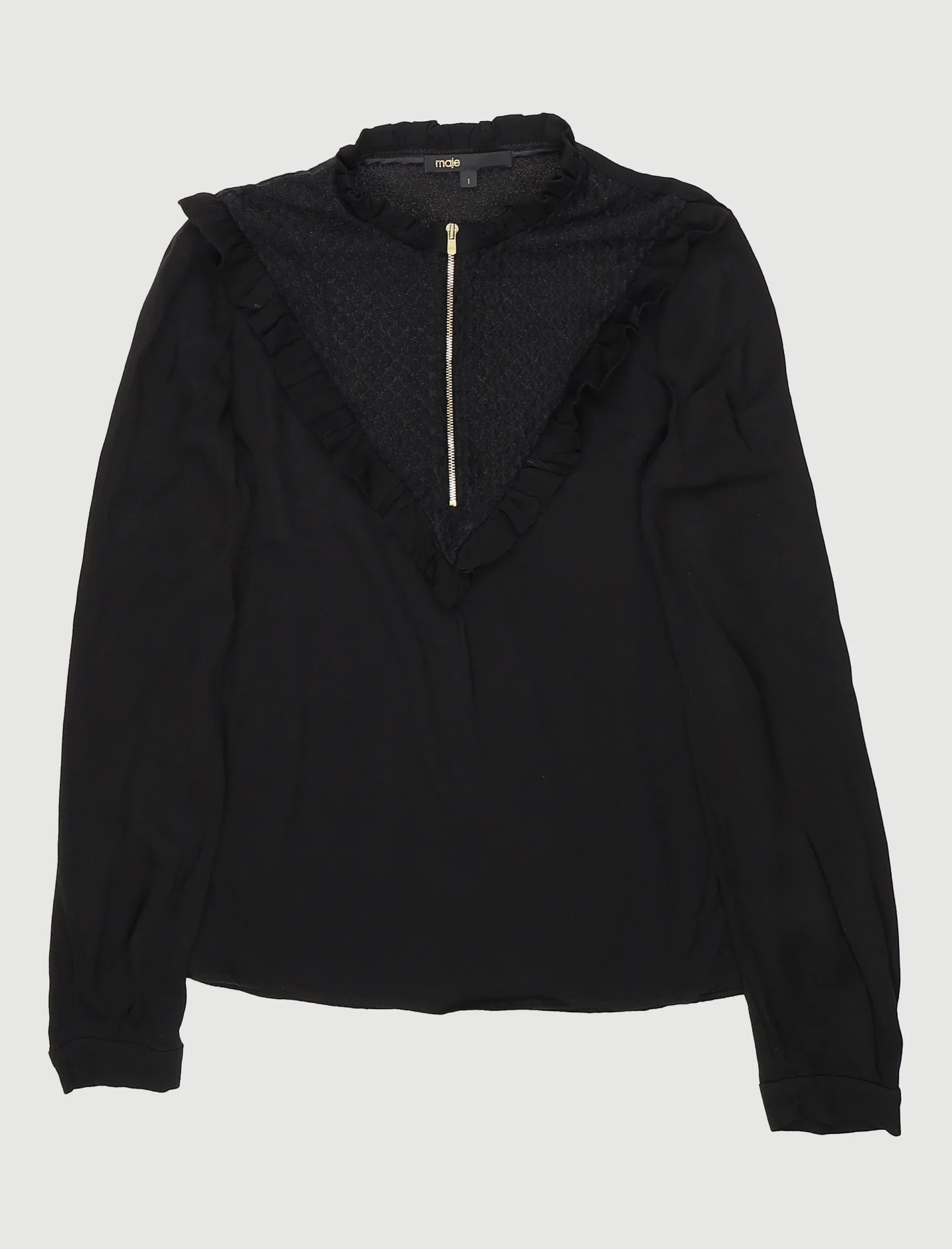 Top Bi-Matière Avec Collerette - Taille S/36 - Image 2