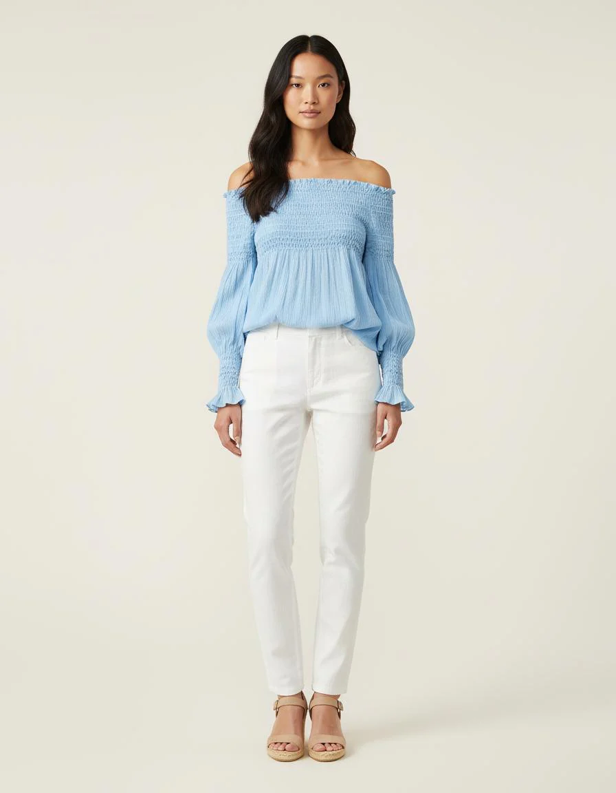 Top Plissé Aux Épaules Dénudées - Taille S/36