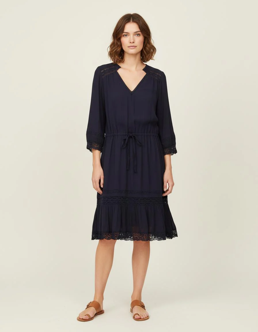 Robe Fluide Avec Dentelle - Taille S/36