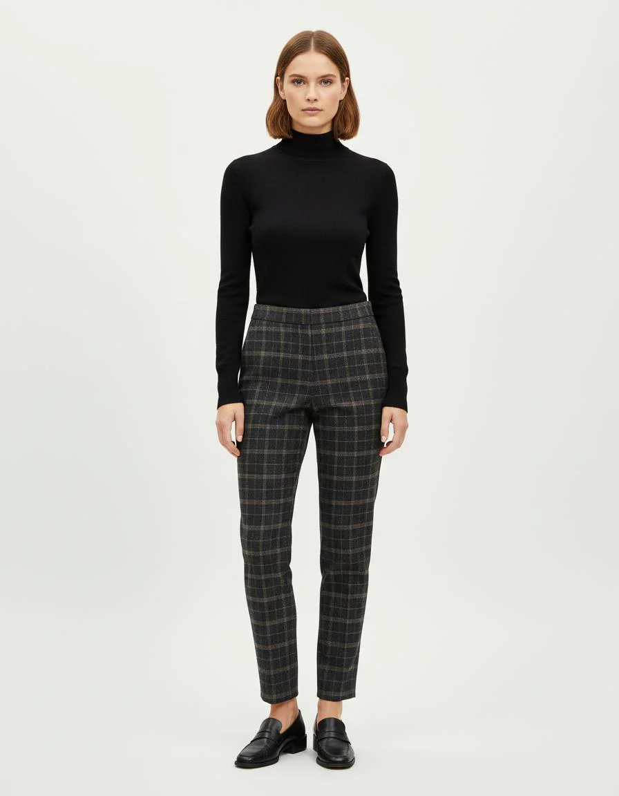 Pantalon Cigarette En Tartan - Taille XS/34