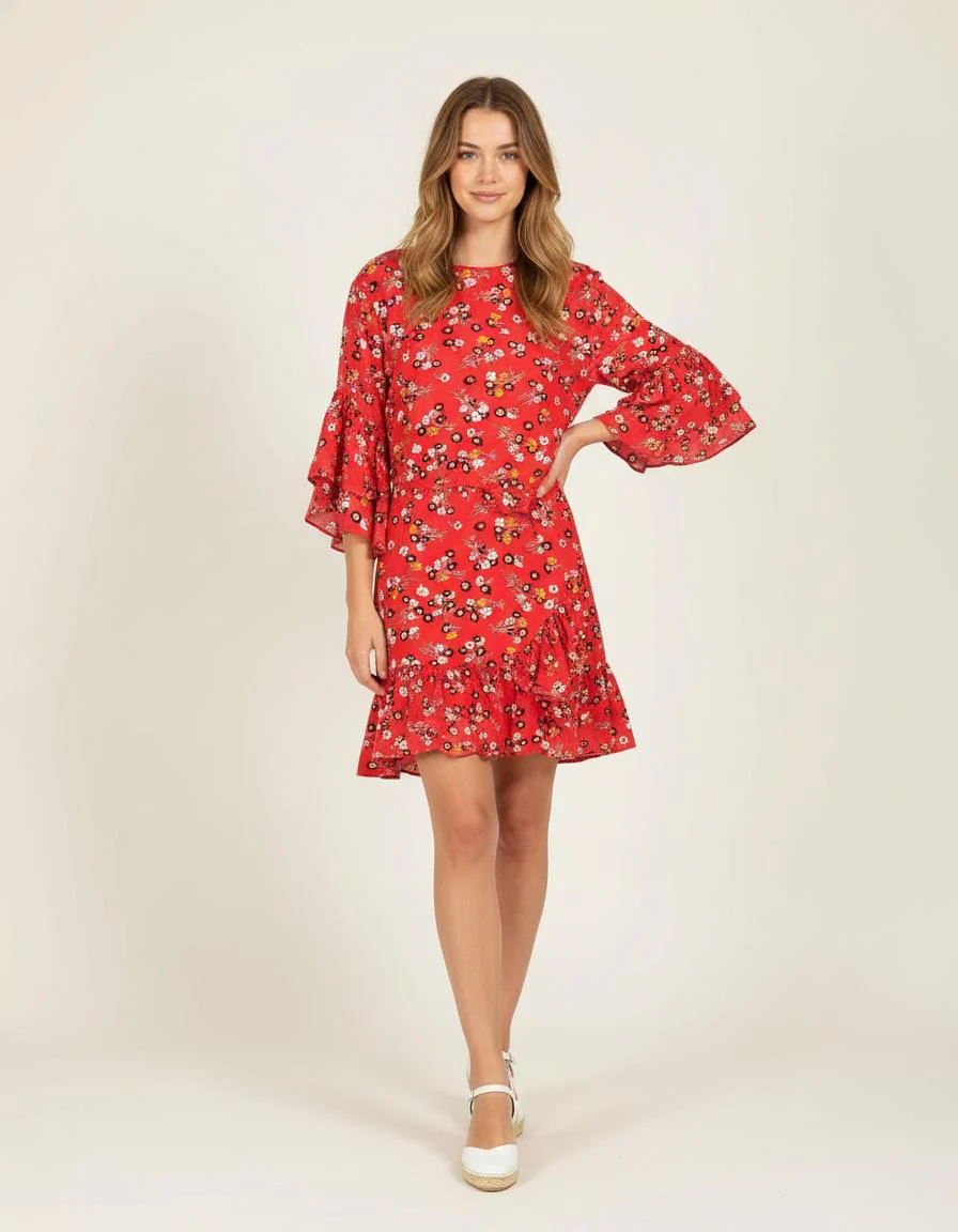 Robe Imprimée Avec Volants - Taille M/38