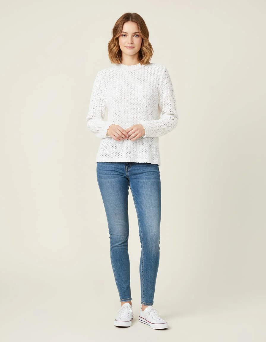 Top En Mix De Broderie - Taille S/36