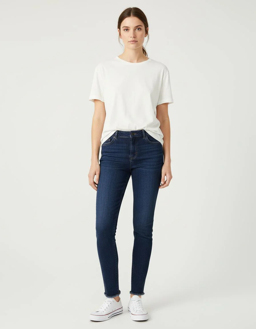 Jean Slim Brut À Franges - Taille L/40