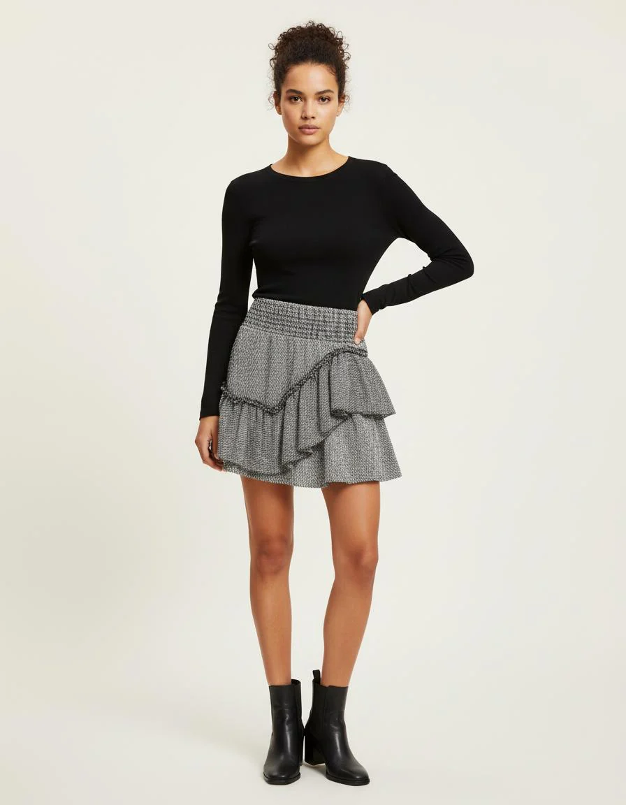 Jupe Jacquard Avec Volants - Taille L/40
