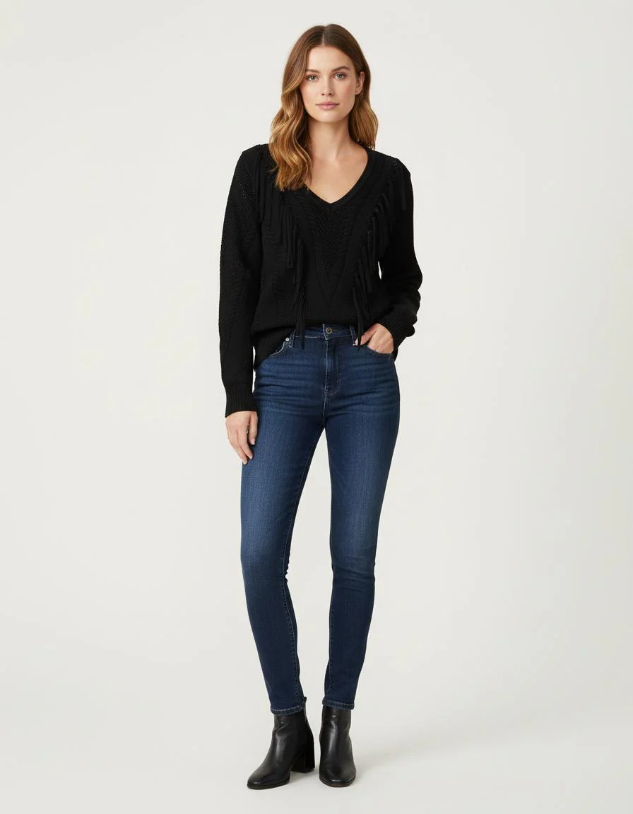 Pull En Maille Fantaisie Avec Franges - Taille M/38