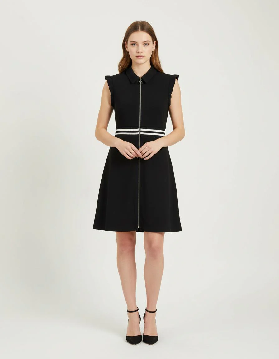 Robe Trapèze En Crêpe Avec Volants - Taille M/38