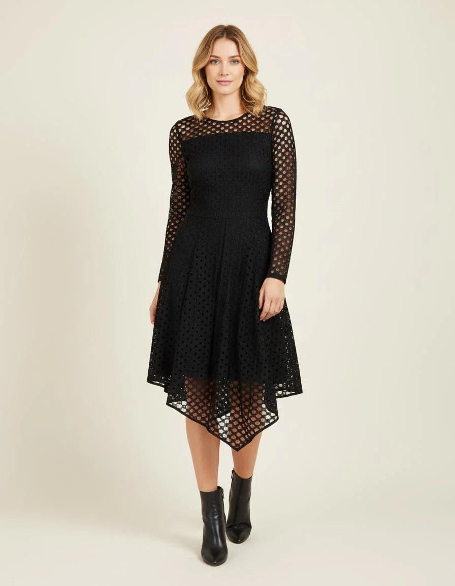 Robe Longue Asymétrique En Dentelle - Taille S/36