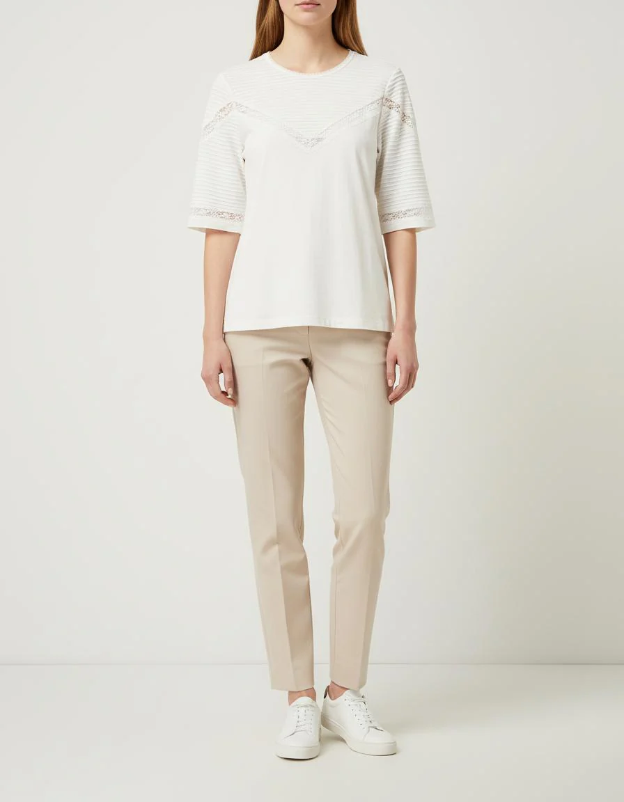 Tee-Shirt Avec Galons De Dentelle - Taille S/36