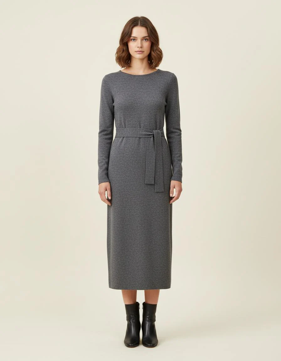 Robe Ceinturée En Maille De Laine - Taille M/38
