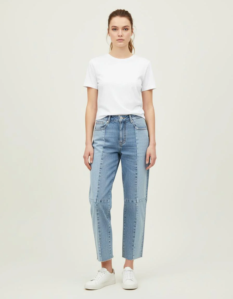 Jean Droit En Denim Délavé - Taille S/36