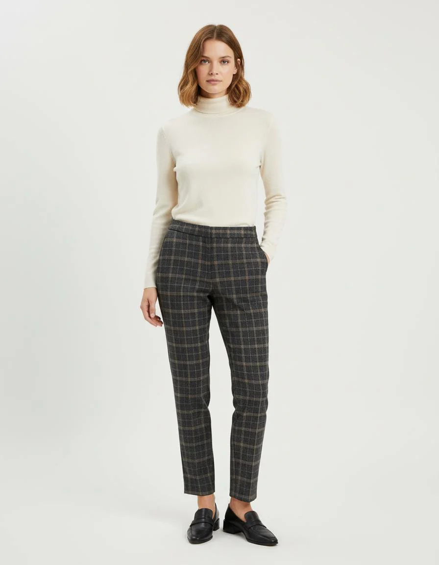 Pantalon Cigarette En Tartan - Taille XS/34