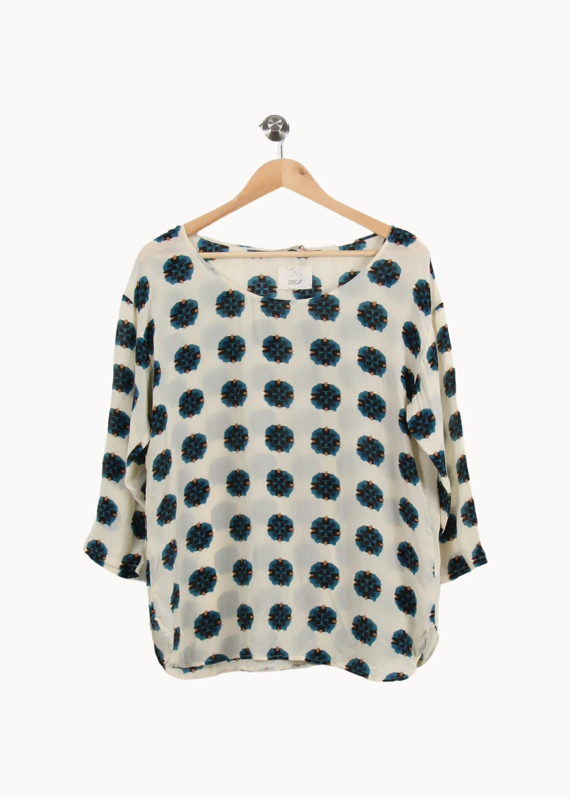 Blouse Beige et Bleue - Taille L/40 - Image 2