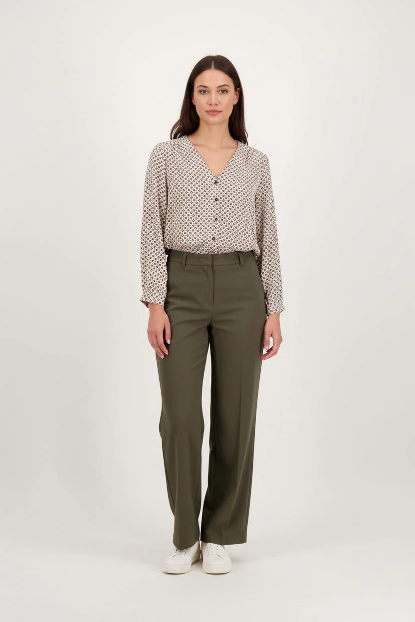 Blouse Beige et Noire - Taille S/36
