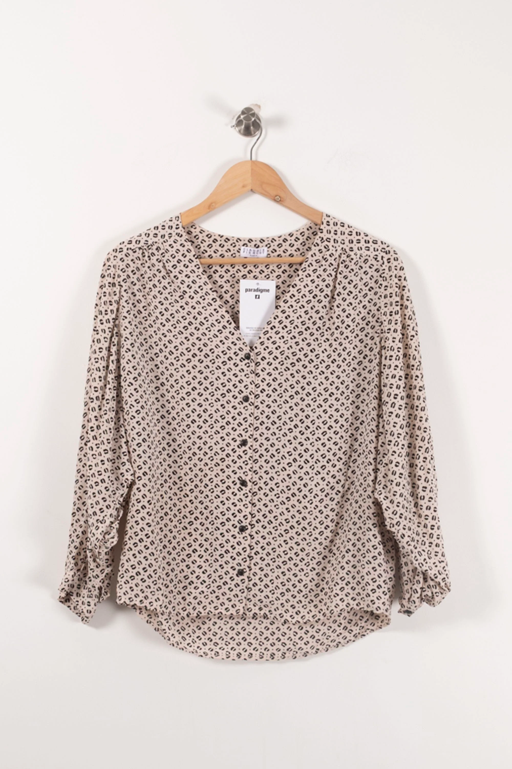 Blouse Beige et Noire - Taille S/36 - Image 2