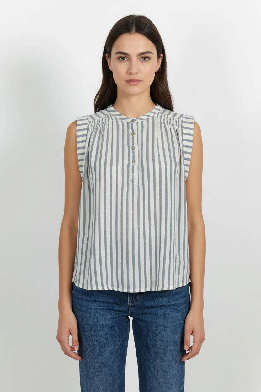 Blouse Blanche et Bleue - Taille M/38