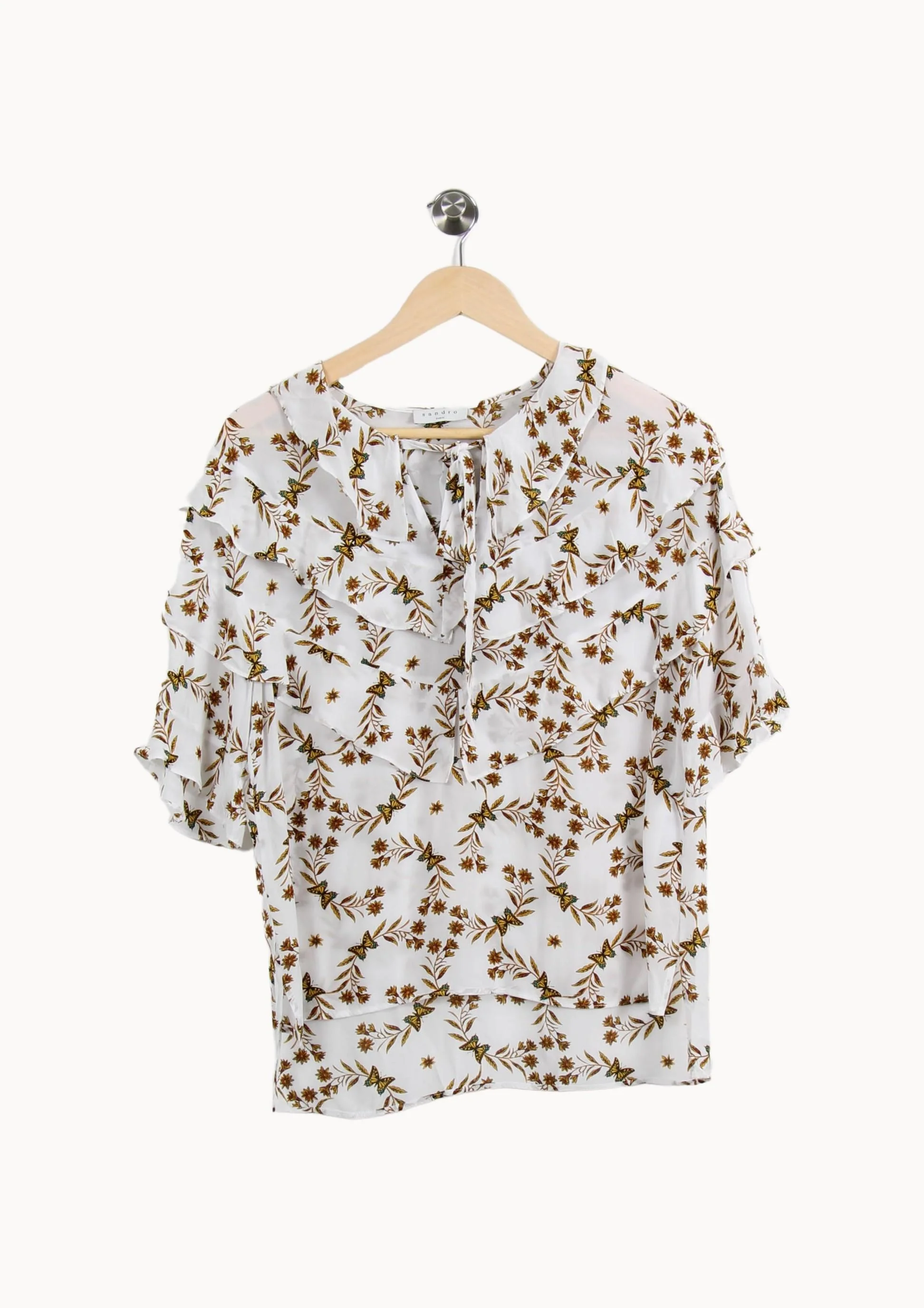 Blouse Blanche et Marron - Taille XS/34 - Image 2