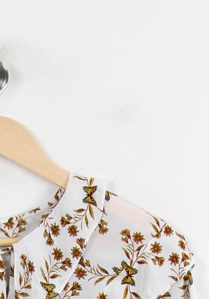 Blouse Blanche et Marron - Taille XS/34 - Image 3