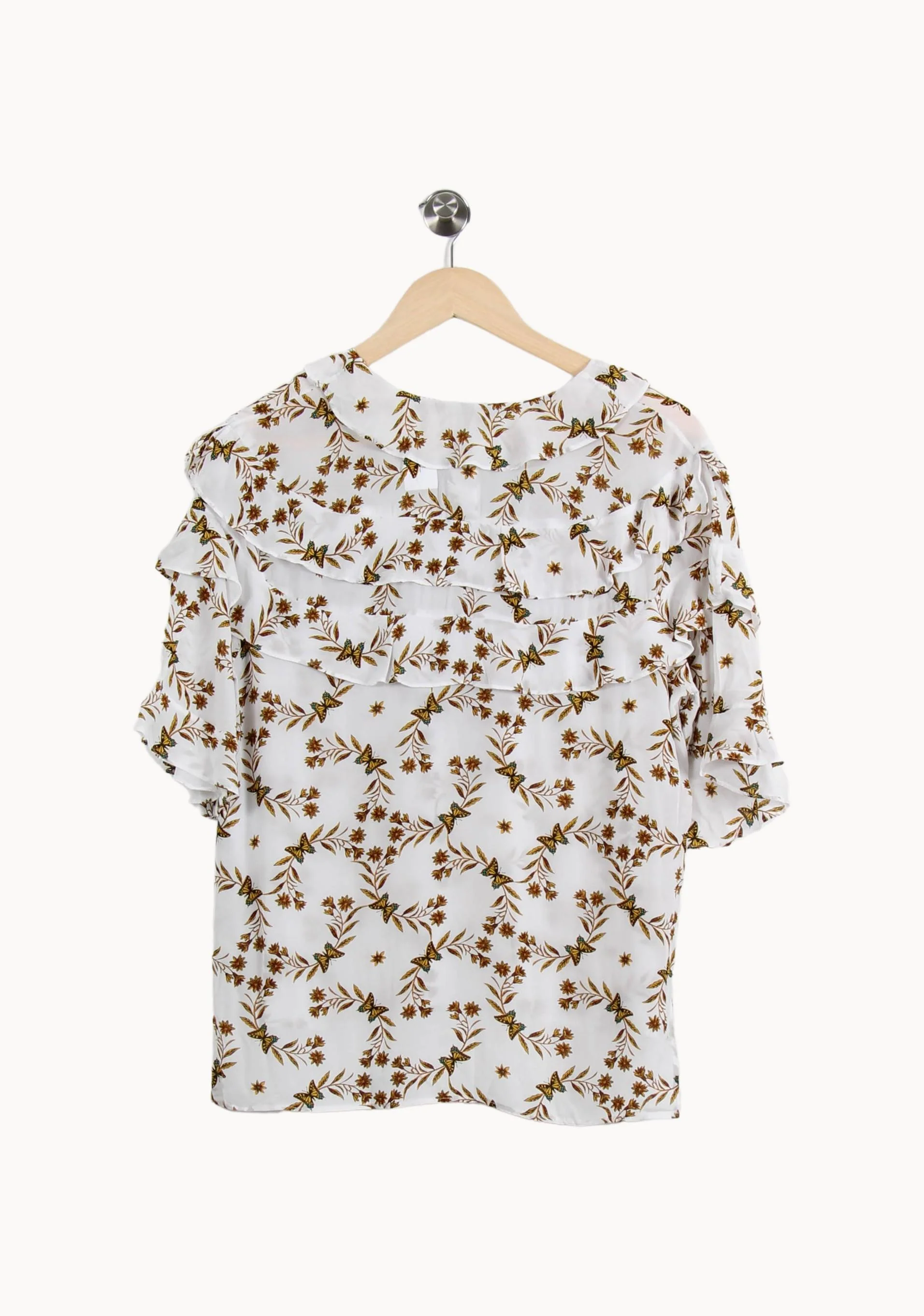 Blouse Blanche et Marron - Taille XS/34 - Image 4