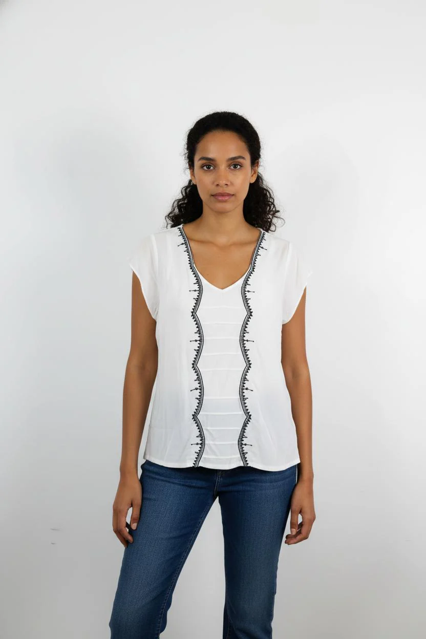 Blouse Blanche et Noire - Taille M/38