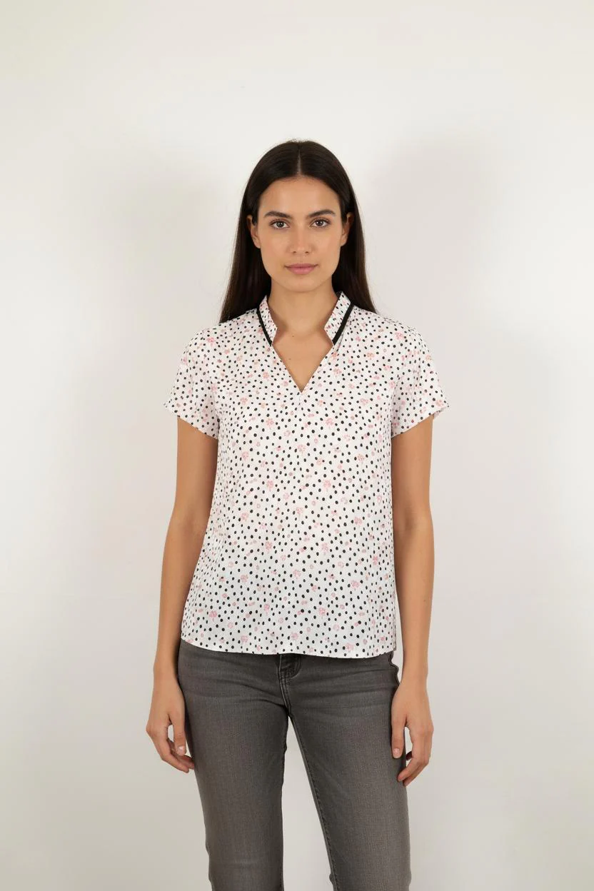 Blouse Blanche et Noire - Taille XS/34