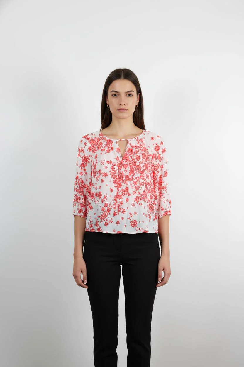 Blouse Blanche et Rouge - Taille M/38