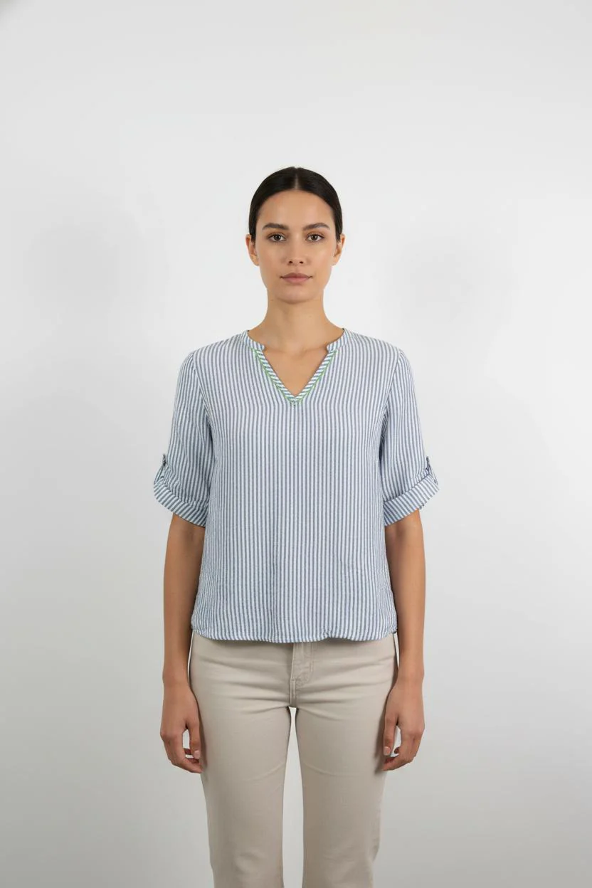 Blouse Bleu et Blanc - Taille S/36