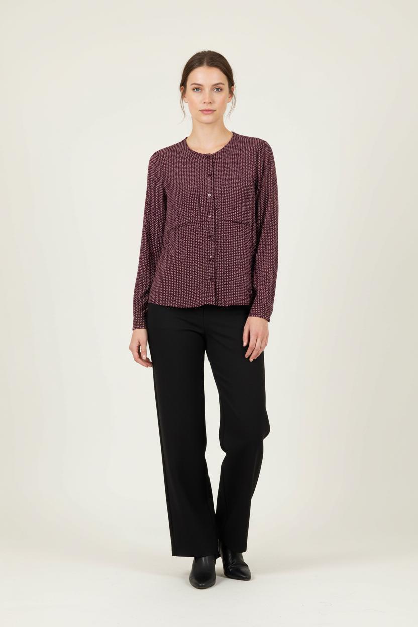 Blouse Bordeaux à Pois Blancs - Taille XS/34