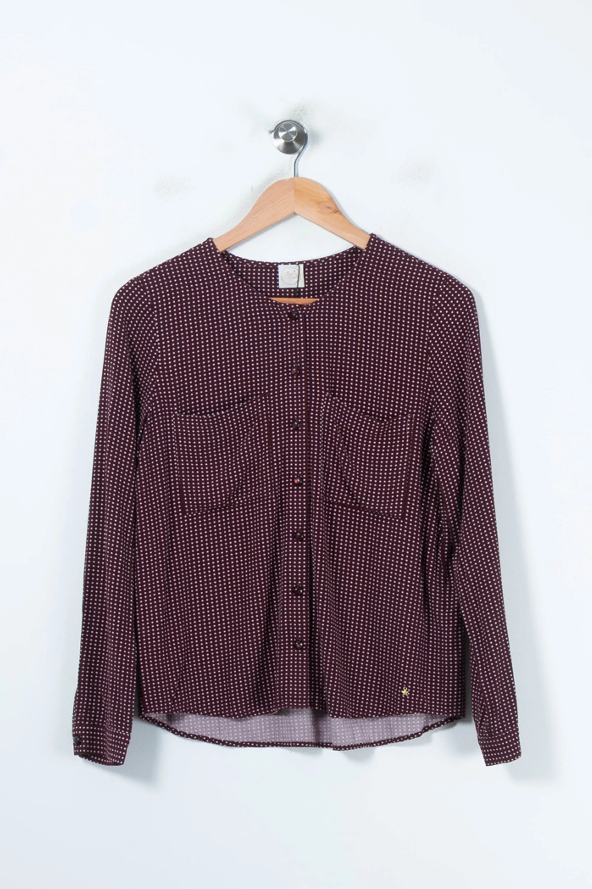 Blouse Bordeaux à Pois Blancs - Taille XS/34 - Image 2