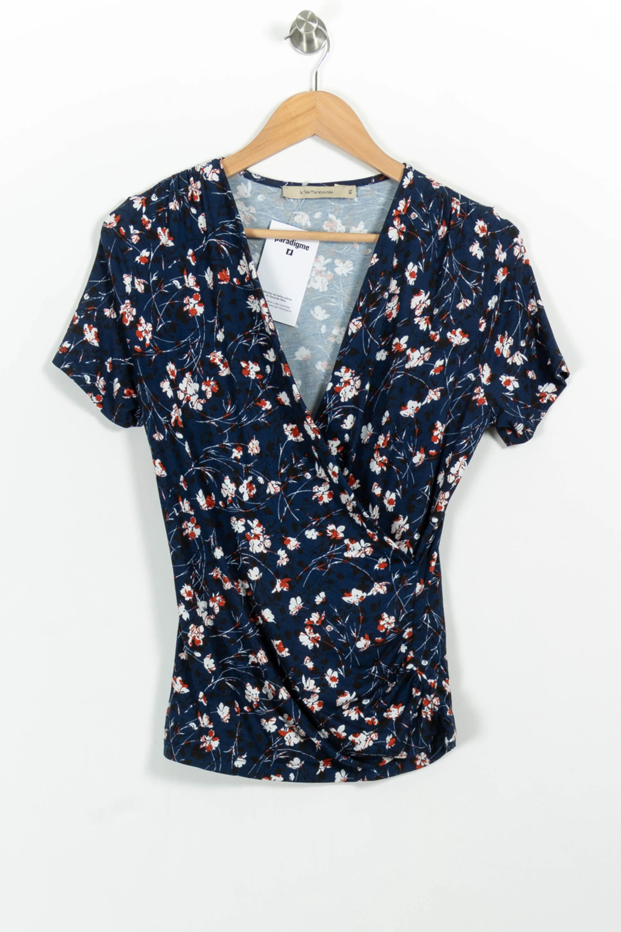 Blouse Fleurie Bleu et Blanc - Taille XS/34 - Image 2