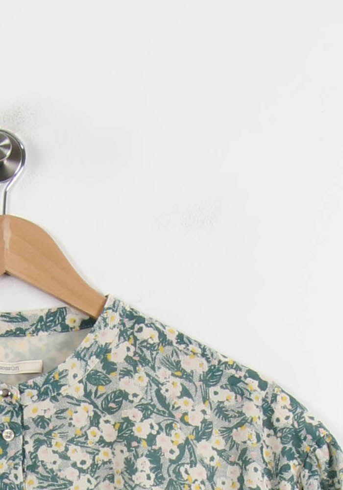 Blouse Fleurie Verte et Blanche - Taille S/36 - Image 3