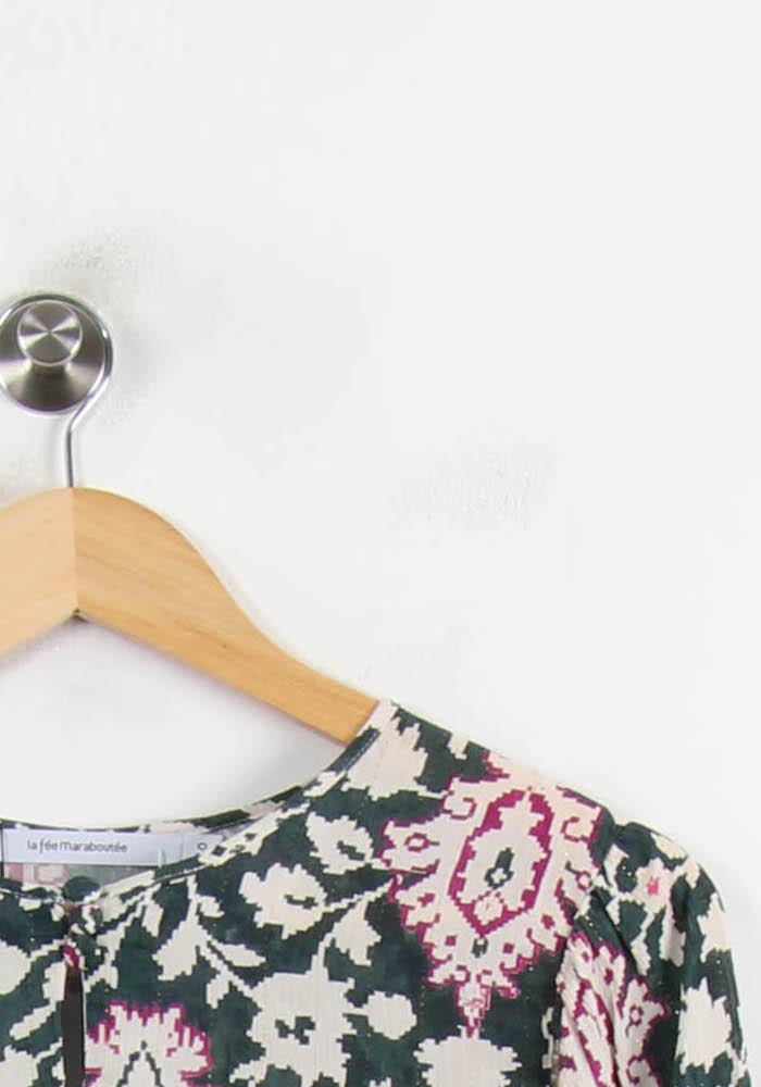 Blouse Imprimée Noir et Rose - Taille L/40 - Image 3