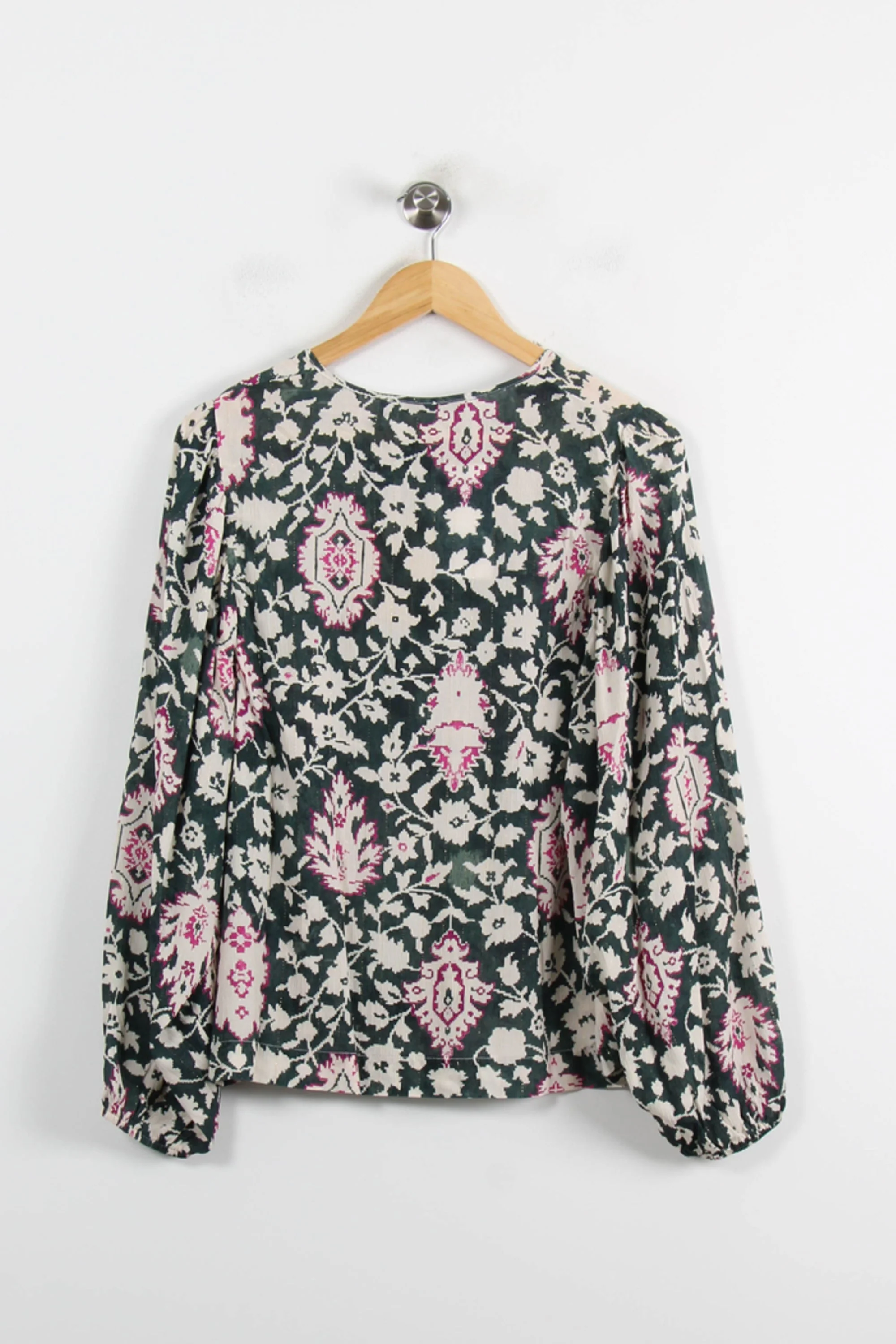 Blouse Imprimée Noir et Rose - Taille L/40 - Image 4