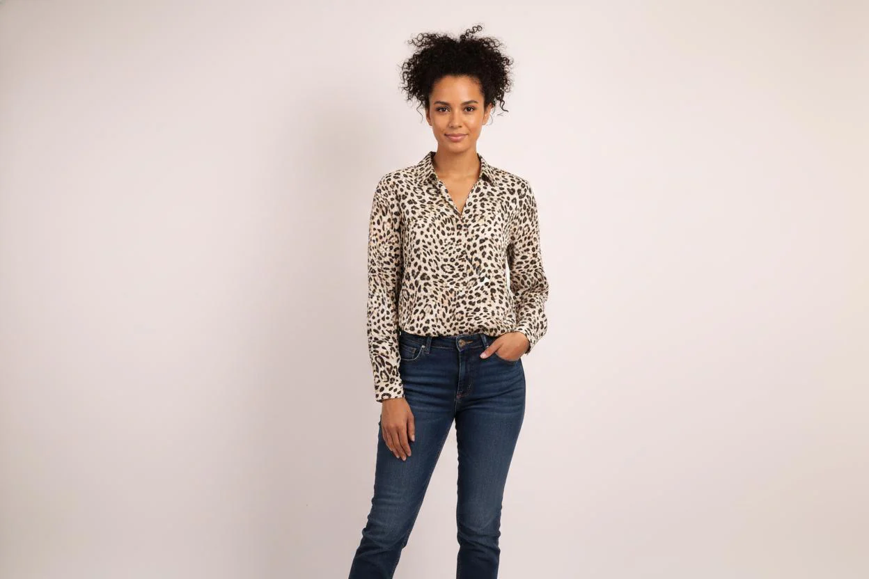 Blouse Léopard Beige et Noir - Taille S/36