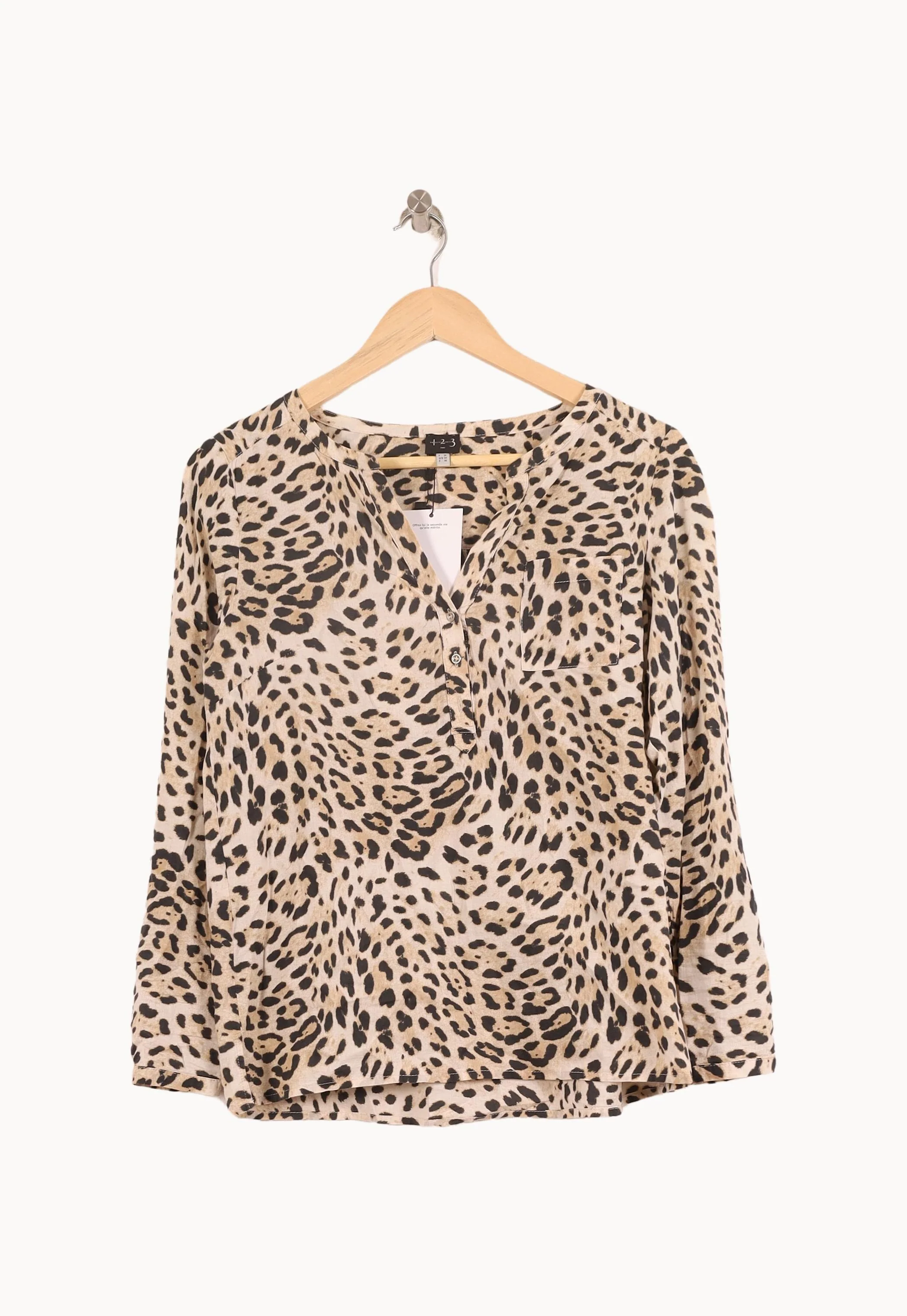 Blouse Léopard Beige et Noir - Taille S/36 - Image 2